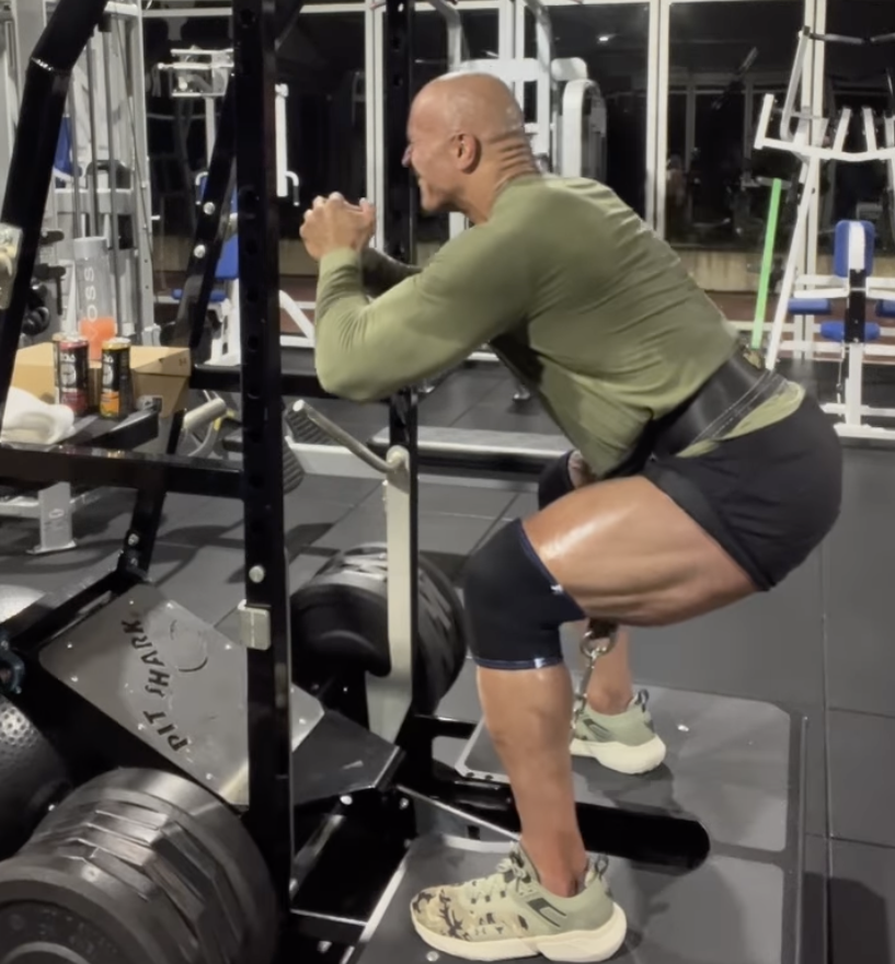 The Rock Finishes Leg Day With This Belted Squat Variation